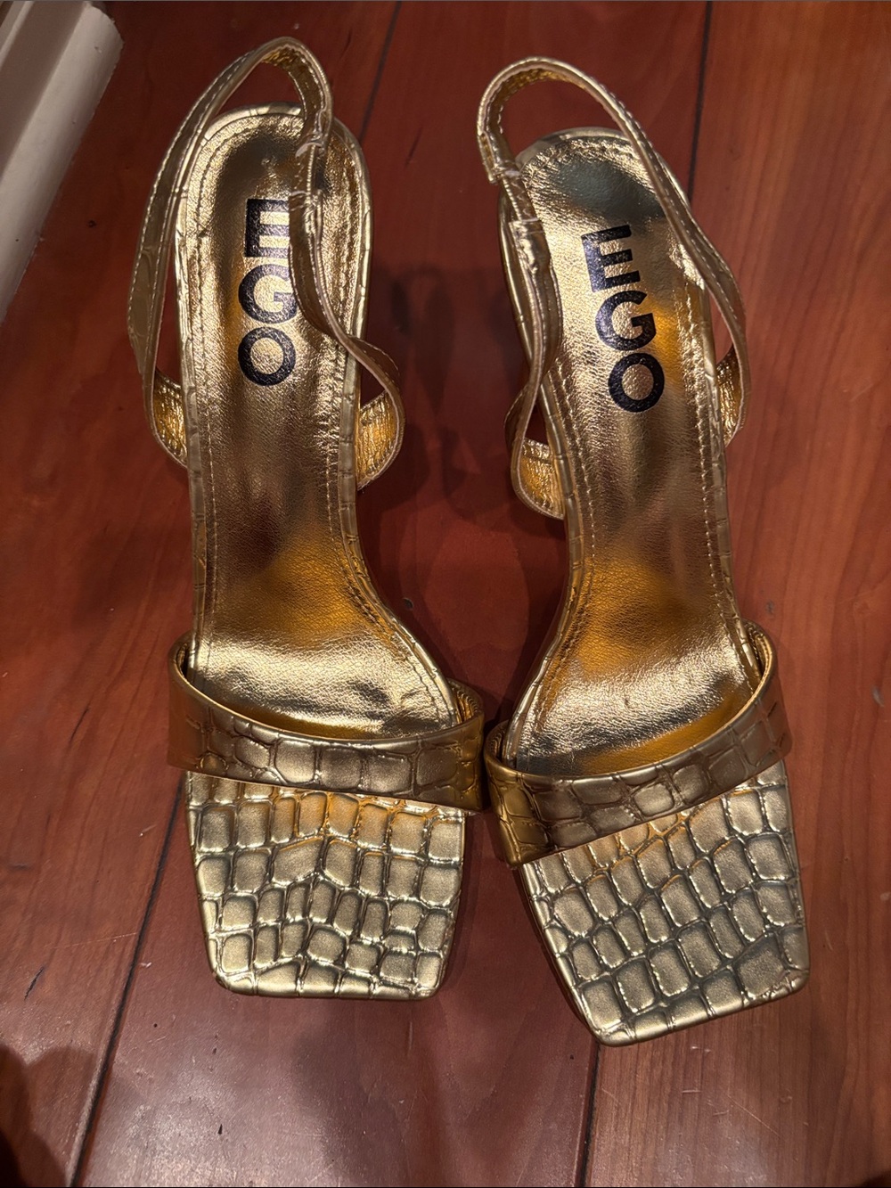 EGO Gold Croc-Embossed Slingback Heels uk size 6 (8.5 US)